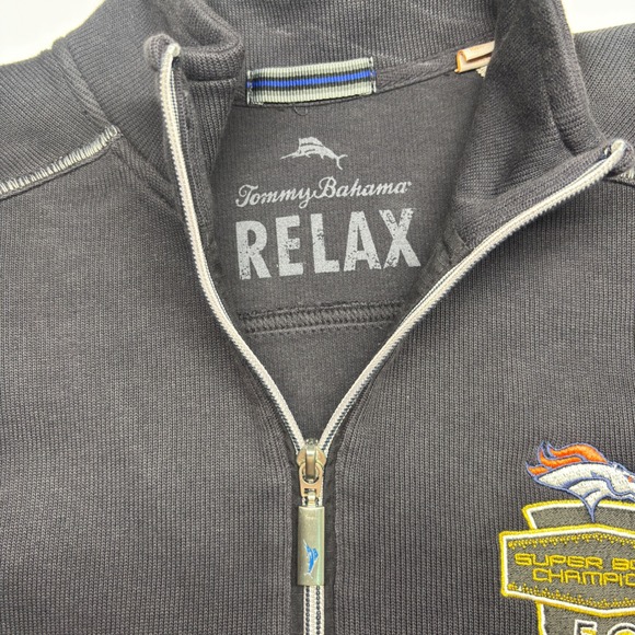 Tommy Bahama Mens Denver Broncos Super Bowl 50 Champions 1/4 Zip Pullover M - Picture 4 of 9